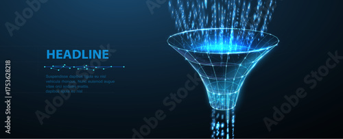 Funnel. Customer conversion process, data filter, sale strategy, client flow, web marketing, lead generation, information analysis concept

