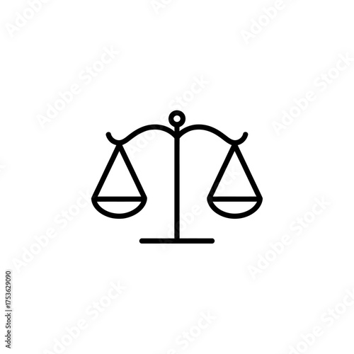 Balance Scale Outline Icon for Justice Law and Legal Matters Illustration of Equality and Fairness in White Background