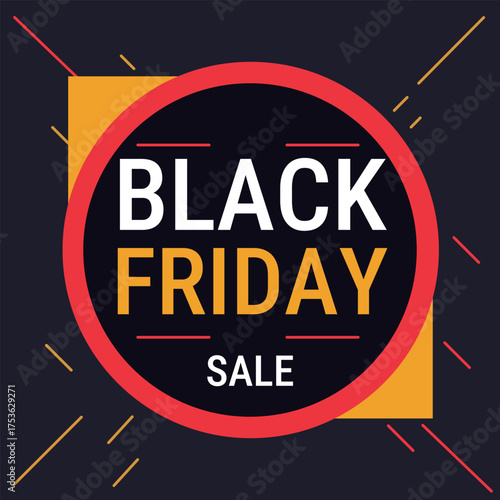 Vector round banner for Black Friday sale.