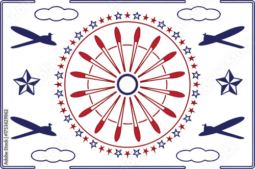 Wright Brothers Day aviation illustration design. First flight Wright Brothers artwork design. Aviation history Wright Brothers design. Wright Brothers airplane invention illustration. Early flight