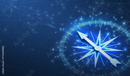 Digital compass. Business strategic explorer, Vision crisis, Mission path, Agency creative, Digital strategy, Market decision, Achievement strategy, Financial stock, Company vision concepts

