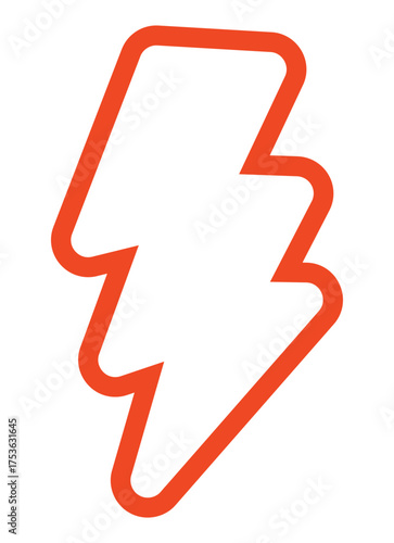 Minimalistic lightning bolt icon in bold orange for digital design and print applications.