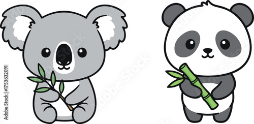 Cute Koala Panda Duo