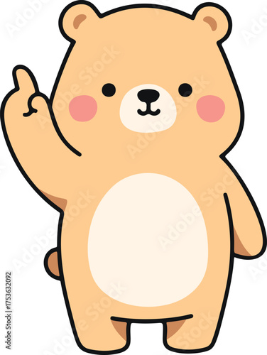 Cute Cartoon Bear Pointing Finger Up
