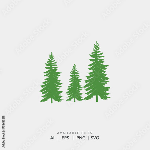 ine Forest Vector Silhouette Logo Design, Simple Evergreen Tree Icon Set Minimalist