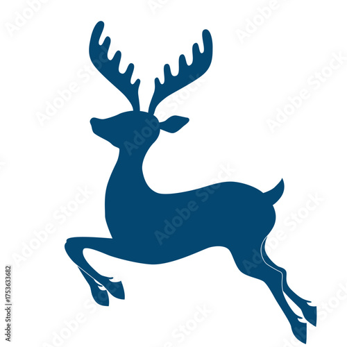 Christmas deer silhouette with unique antlers. Perfect for holiday cards, winter designs, and seasonal decorations. Vector illustration for Christmas projects.