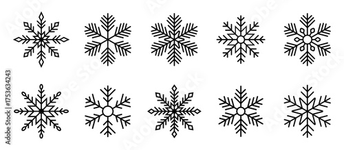 Snowflakes set. Snowflake icons collection. Snow Icons. Snowflake vector. Winter icon.