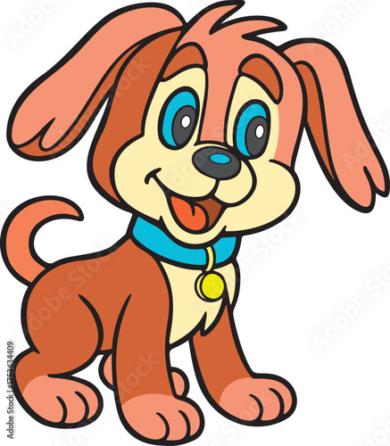Happy Puppy Cartoon Dog Character