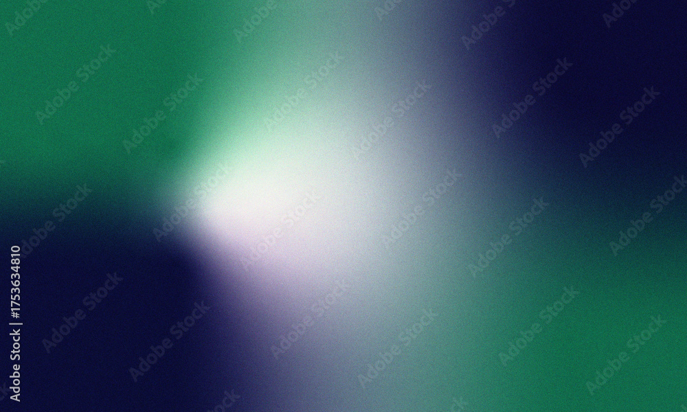 Obraz premium A rich and mysterious abstract background exhibiting a gradient that blends vibrant emerald green, deep midnight blue, and subtle purple hues, with a luminous white glow emanating from the center