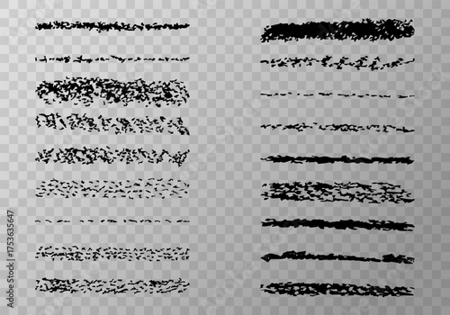 Сollection of wax pencils art brushes. Crayon pencil  texture. Hand drawn pastel brush. Wax crayons. Set of  brushes in black colours with tints and shades. Brushes collection. Vector illustration.