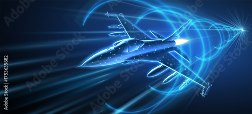 Fighter jet. Military aircraft, Aerospace innovation, AI in Air defense, Bomber plane, Space force, Stealth Fighter Technology, Jet Hypersonic Engines, Advanced Sensor Fusion, Army aviation concept

