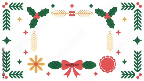 Vector art of christmas and new year frame with decorative elements