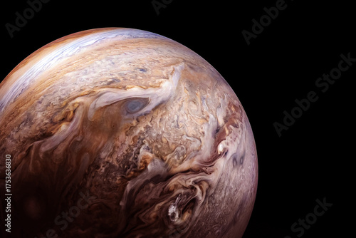 Fototapeta Naklejka Na Ścianę i Meble -  Planet Jupiter on a dark background. Elements of this image furnished by NASA