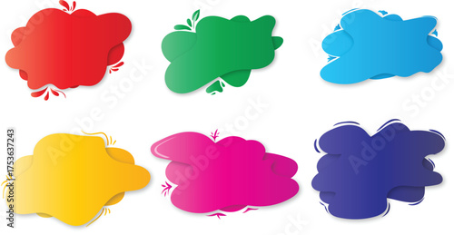 Colorful Cloud-Shaped Banners: A vibrant collection of cloud-shaped banners in an array of vivid colors, perfect for conveying messages, announcements, or creative content.