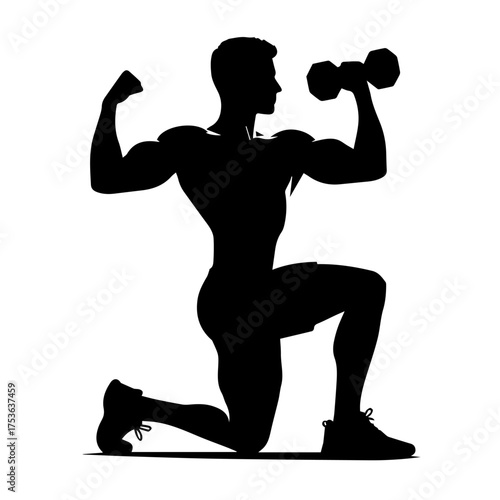 black and white vector silhouette of gym person