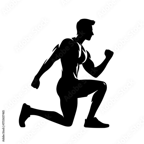 black and white vector silhouette of gym person