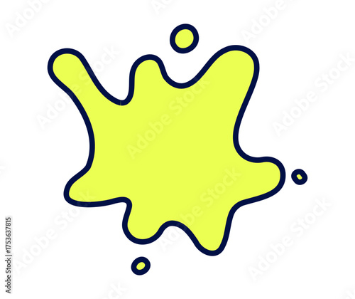 Bright yellow splash shape with a bold outline, perfect for creative and graphic design purposes.