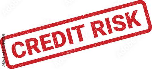A prominent red rubber stamp with grunge effect featuring the text CREDIT RISK for financial warning indications