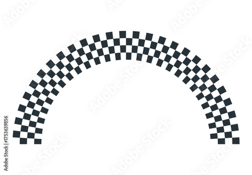 checkered circle. round frame. black and white border for racing motorsport.