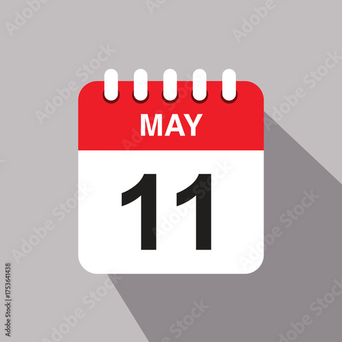 11 may calendar date icon. vector illustration with shadow design