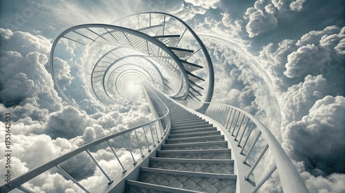 Ascend to new heights with this inspirational staircase leading up into the clouds of opportunity and dreams