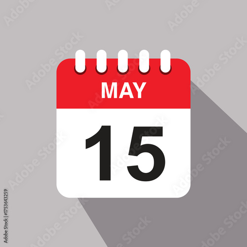 15 may calendar date icon. vector illustration with shadow design