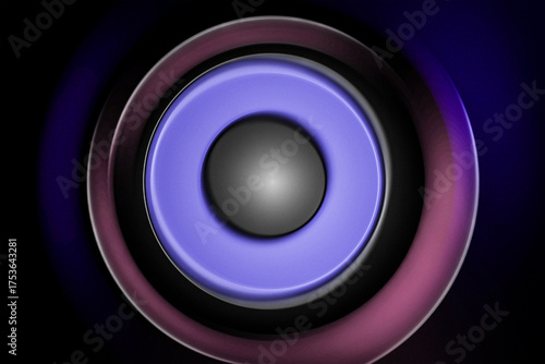 Concentric circles with purple and blue glow on black