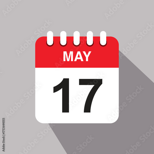 17 may calendar date icon. vector illustration with shadow design