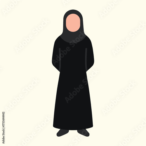 Silhouette of Modesty: Muslim Woman in Traditional Abaya