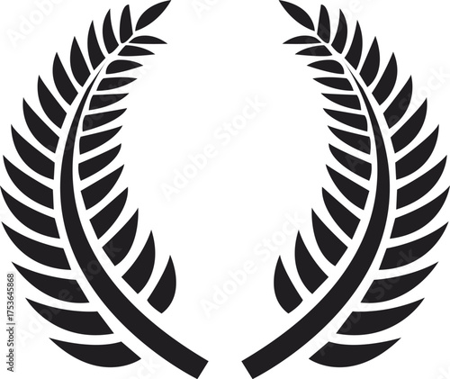 Black Laurel Wreath Symbol – Victory, Prestige & Achievement Emblem Design