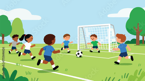 children playing football