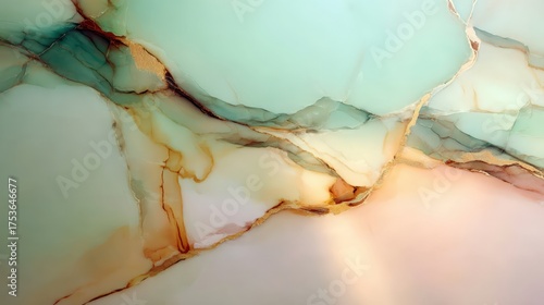 Abstract fluid art in soft green and beige tones for background designs