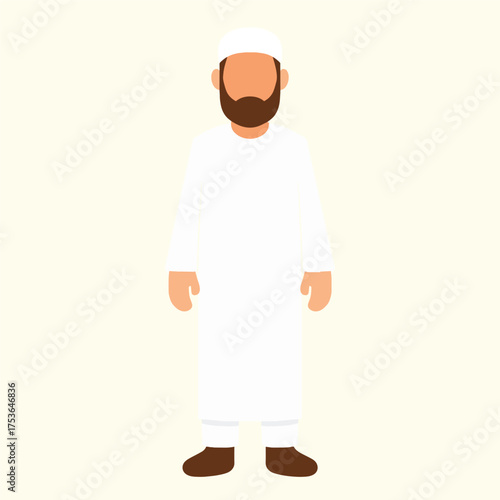 Bearded Man in Thobe: Simple Vector Illustration