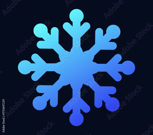 A blue gradient snowflake design on a dark background, perfect for winter themes and holiday decorations.
