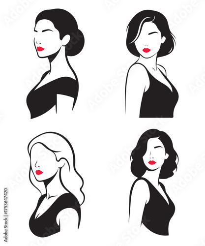 Minimalist Elegant Women Silhouette Portraits.