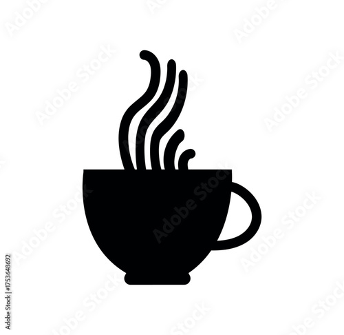 Black coffee cup silhouette with rising steam, symbolizing warmth, pause, and daily ritual