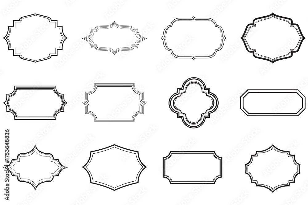 Obraz premium Collection of decorative black and white frame designs for various uses