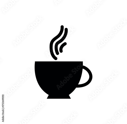 Black coffee cup silhouette with rising steam, symbolizing warmth, pause, and daily ritual