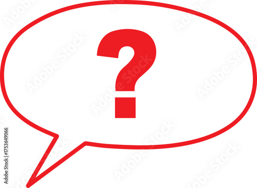 Confused? Need Answers? Bright Red Question Mark Inside a Speech Bubble for FAQs, Quizzes, Knowledge Bases, and Customer Service, Originally from a Vector Graphic