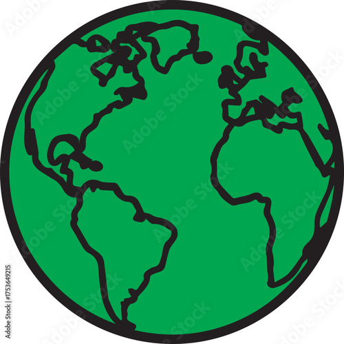 Go Green with this Earth Icon Representing Environmental Awareness and Global Sustainability, perfect for eco-friendly initiatives and branding projects