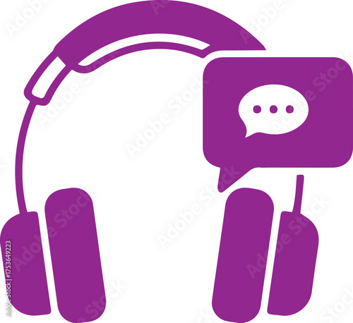 Immersive communication headset with chat bubble delivering clear audio and seamless conversations, perfect for customer service and online support