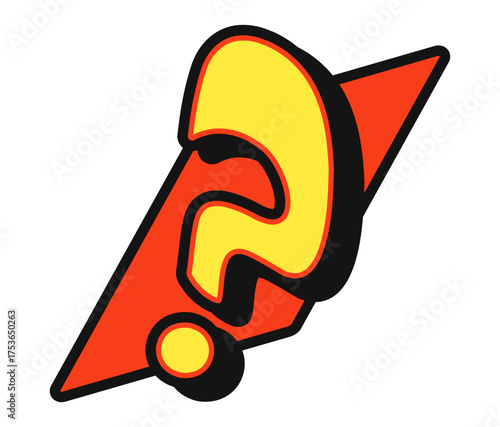 A vibrant pop art style arrow featuring dynamic shapes and bright colors, emphasizing retro aesthetics.