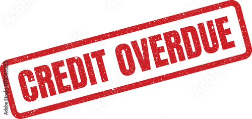 Official red stamp graphic signifying a credit payment is overdue in a financial context