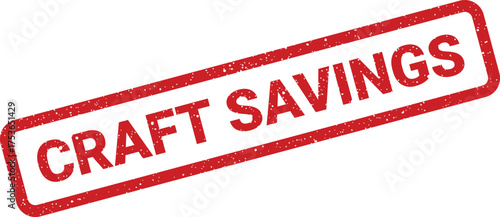 Promotional rubber stamp with distressed effect featuring the text Craft Savings for discount offers