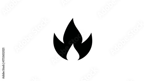 Minimalist Black Flame Icon - Simple Fire Symbol, Heat, Energy, Gas, and Power Graphic Design Element for Web and App UI