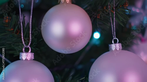 Elegant Christmas Ornaments on a Festive Tree Decoration.