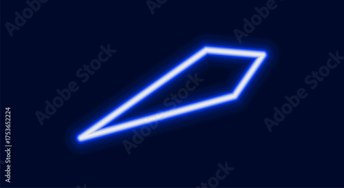 A bright glowing neon abstract geometric shape. Ideal for modern digital design technological concepts or backgrounds.