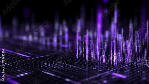 Digital City Skyline Built from Data Points to Represent Smart Urban Analytics and Performance.
