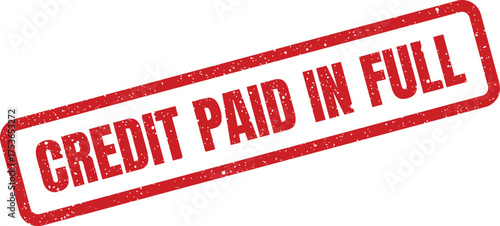 Red stamp graphic confirming that a credit balance has been fully paid for financial record keeping