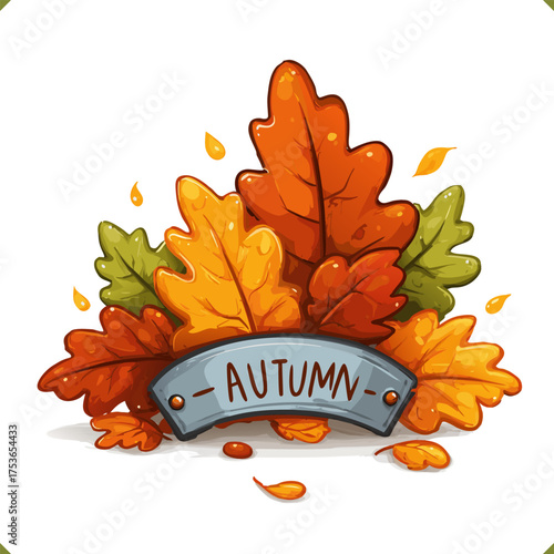 Vector illustration of autumn sale poster with colorful leaves, discount text, isolated on a white background
